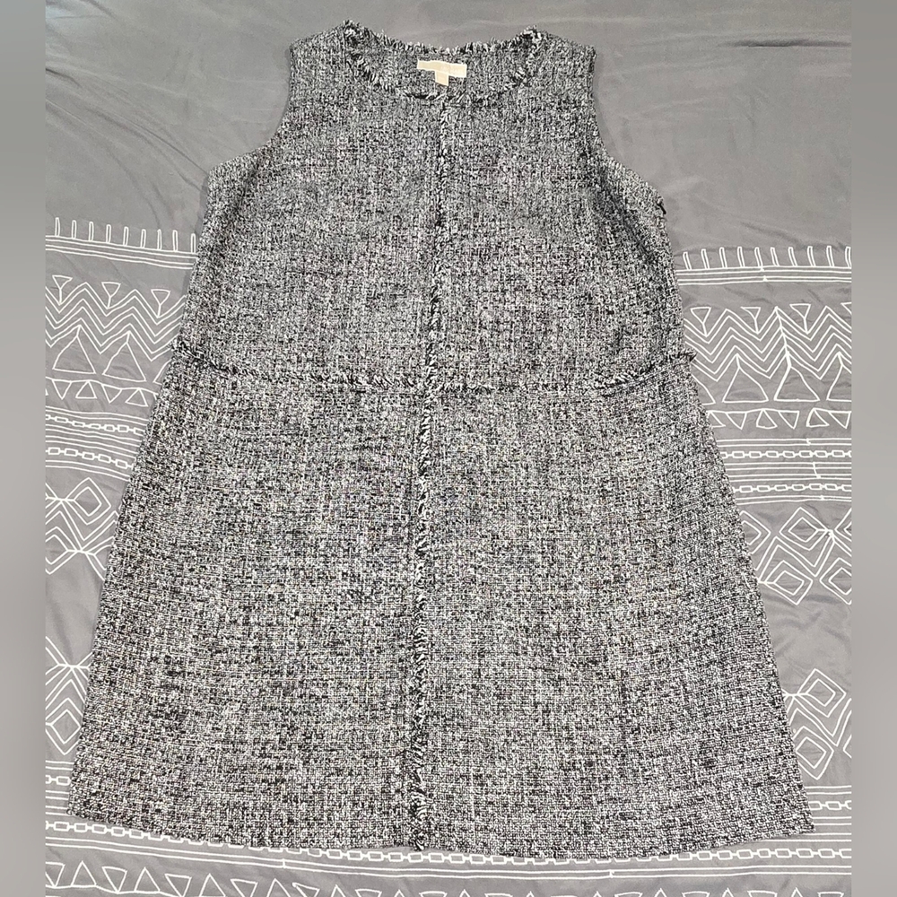 Michael Kors Black And White Tweed Shift Dress Size 14W